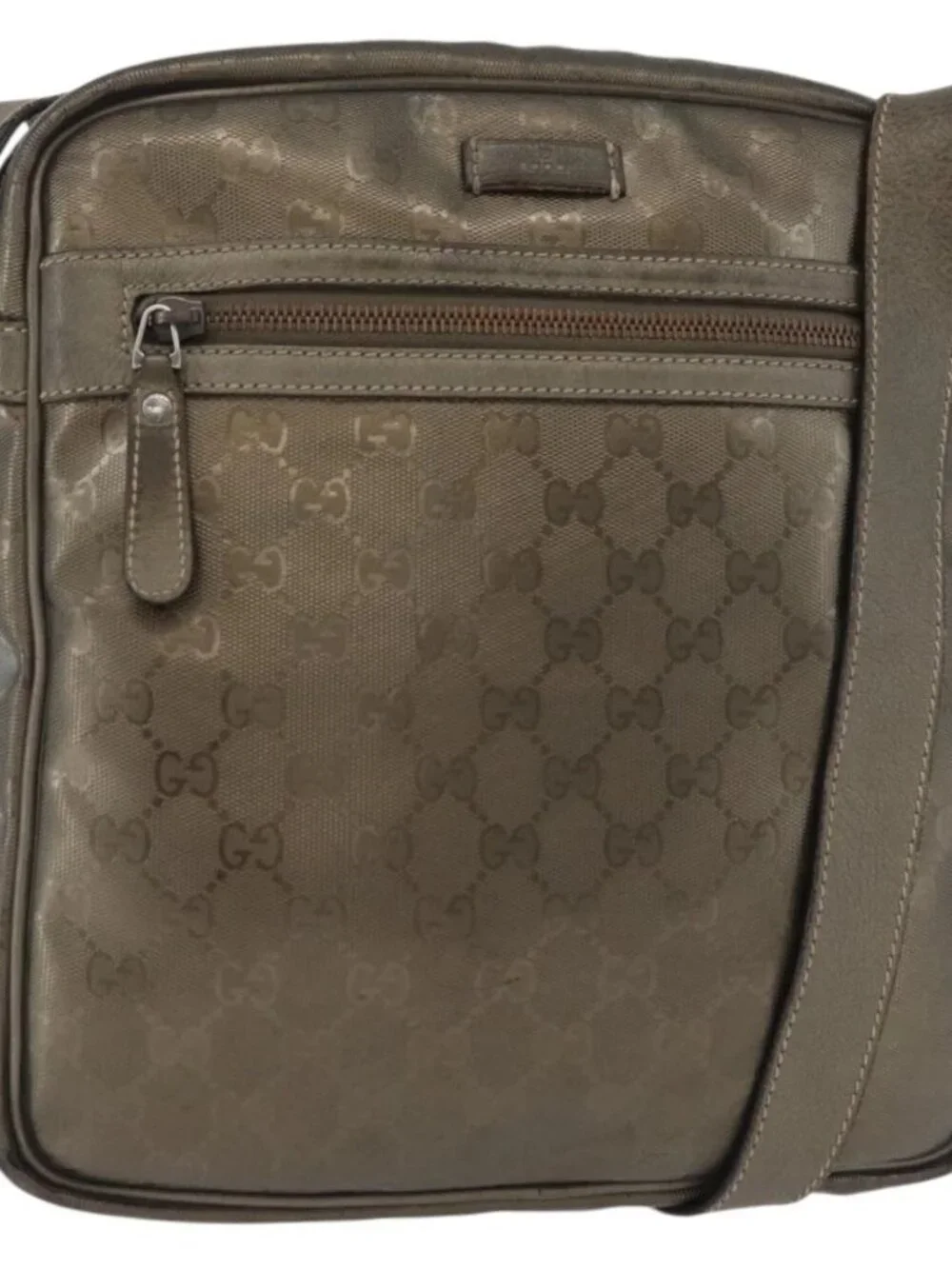 GUCCI GG Implementation Shoulder Bag PVC Bronze Silver 201448 Auth